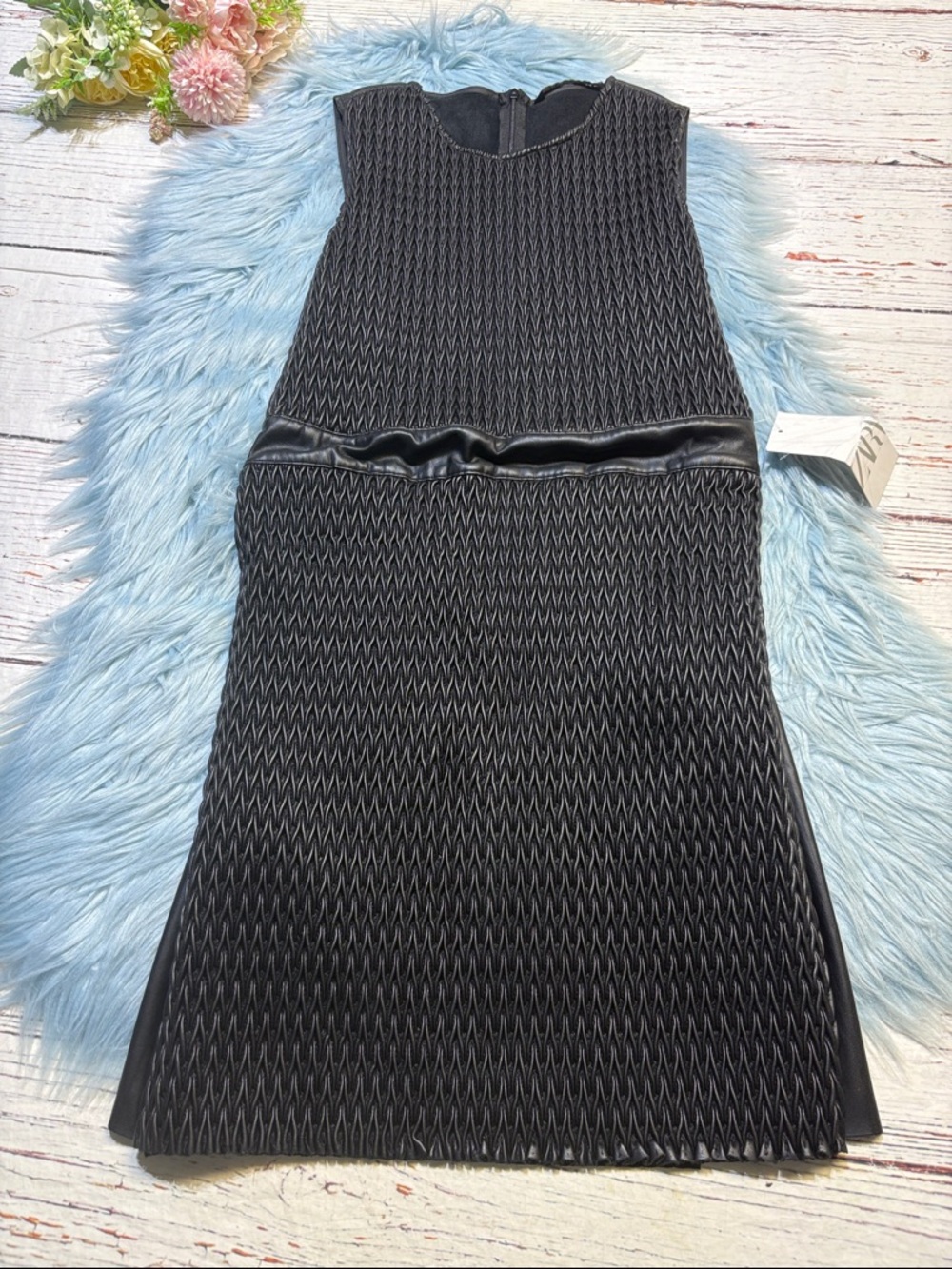 Zara Black Textured Mini Dress